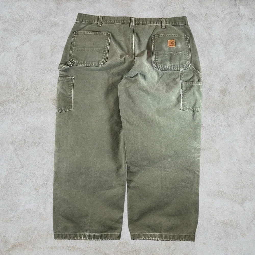 Carhartt Double Knee Pants Mens 42x30 Moss Green Carpenter Baggy Y2K Canvas B136